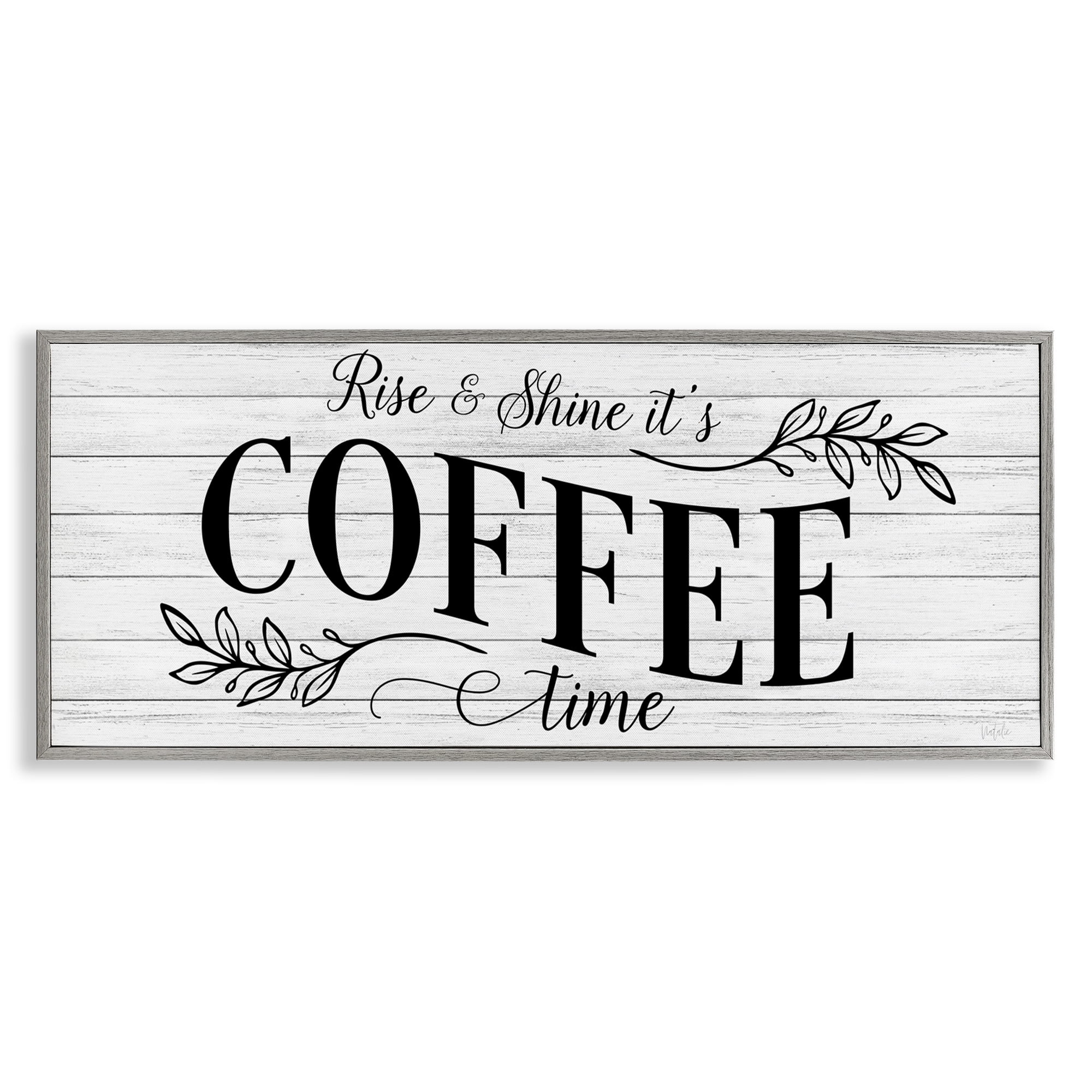 Stupell Industries Rise & Shine Coffee Time Food & Beverage Painting Gray Framed Art Print Wall Art, 24 x 10