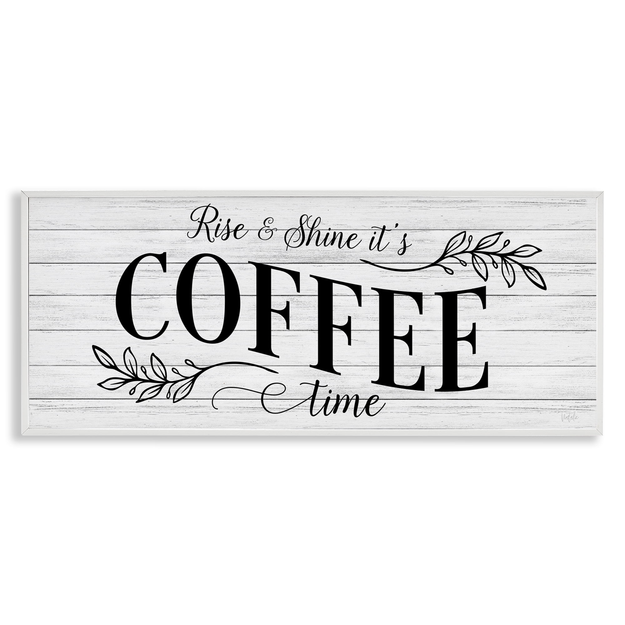 Stupell Industries Rise & Shine Coffee Time Food & Beverage Painting White Framed Art Print Wall Art, 30 x 13