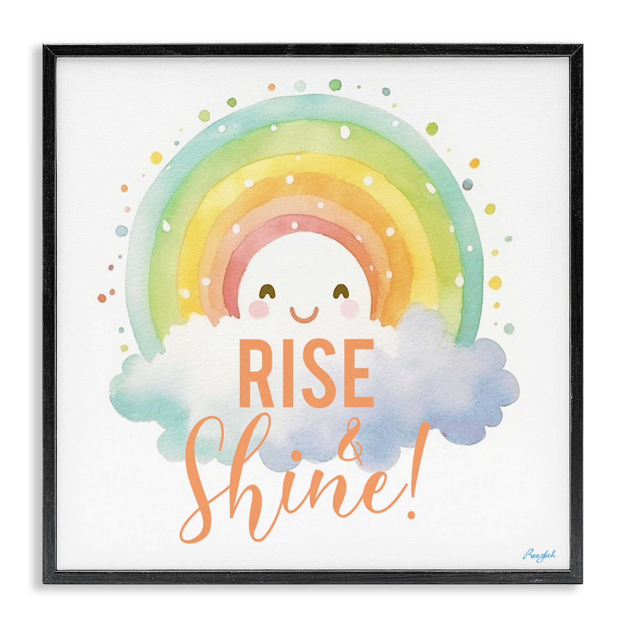 Stupell Industries Rise Shine Happy Rainbow Black Framed Giclee Art, design by Roozbeh