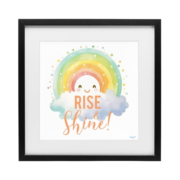 Stupell Industries Rise Shine Happy Rainbow Black Framed Print Under Glass, design by Roozbeh