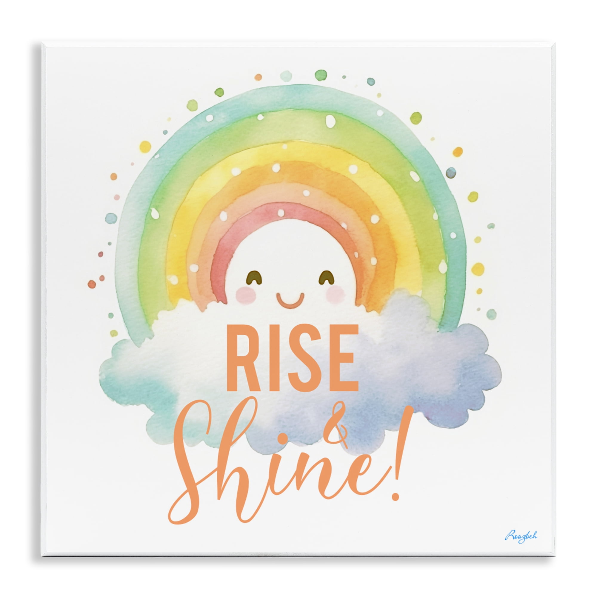 Stupell Industries Rise Shine Happy Rainbow Wall Plaque Art, design by Roozbeh