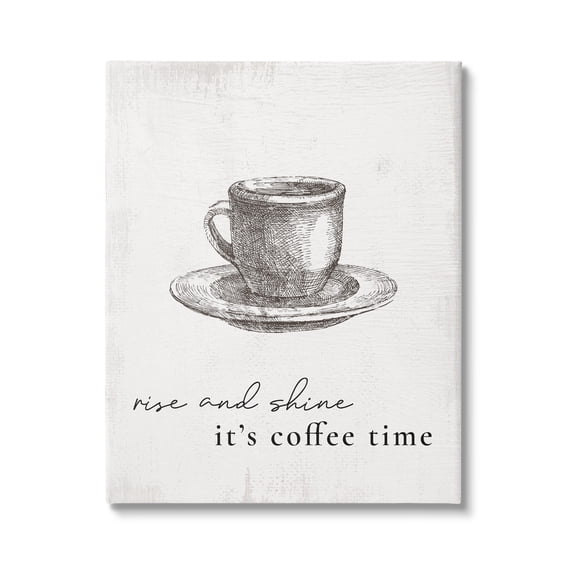 Stupell Industries Rise and Shine Coffee Time Morning Inspirational Phrase,16 x 20, Design by Daphne Polselli