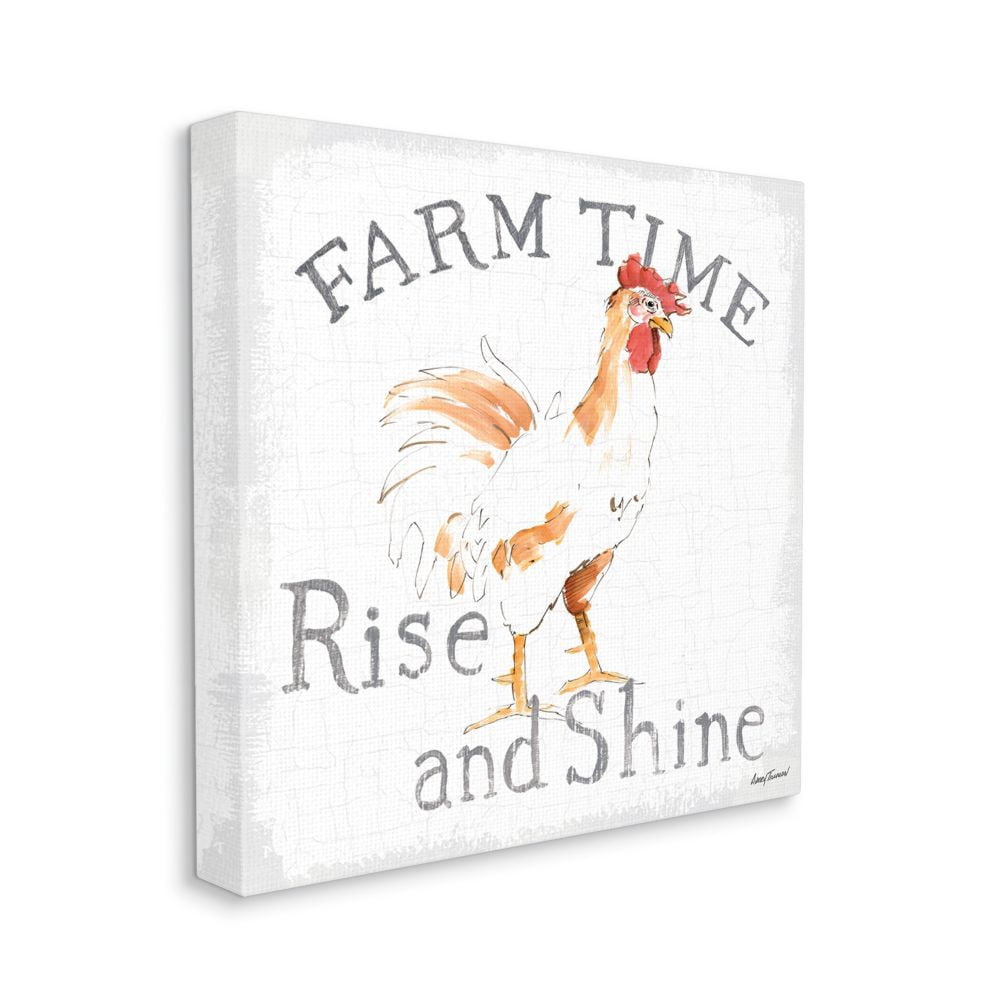 Stupell Industries Rise and Shine Morning Farm Animal Chicken Rooster Canvas Wall Art Design by Avery Tillmon, 24" x 24"