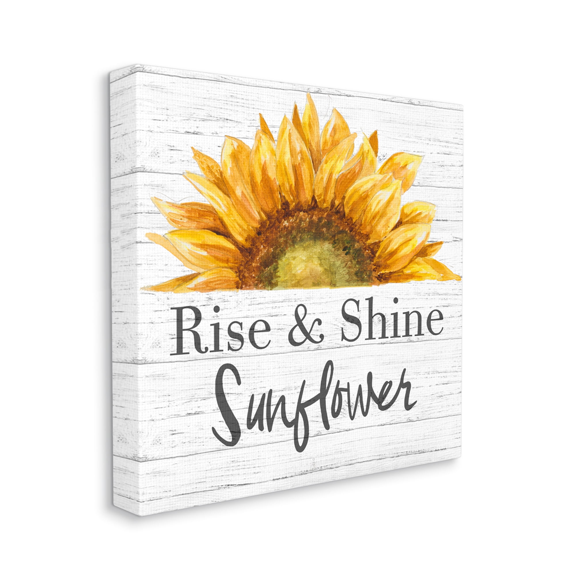 Stupell Industries Rise and Shine Sunflower Yellow Farm Floral Canvas Wall Art by Patricia Pinto