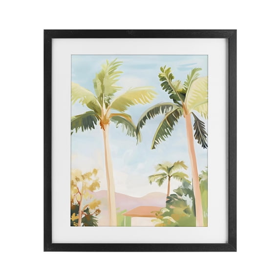Stupell Industries Contemporary Rising Above Tropical Palms Black Framed Print Under Glass, 13 x 16, by The Prints Vibe
