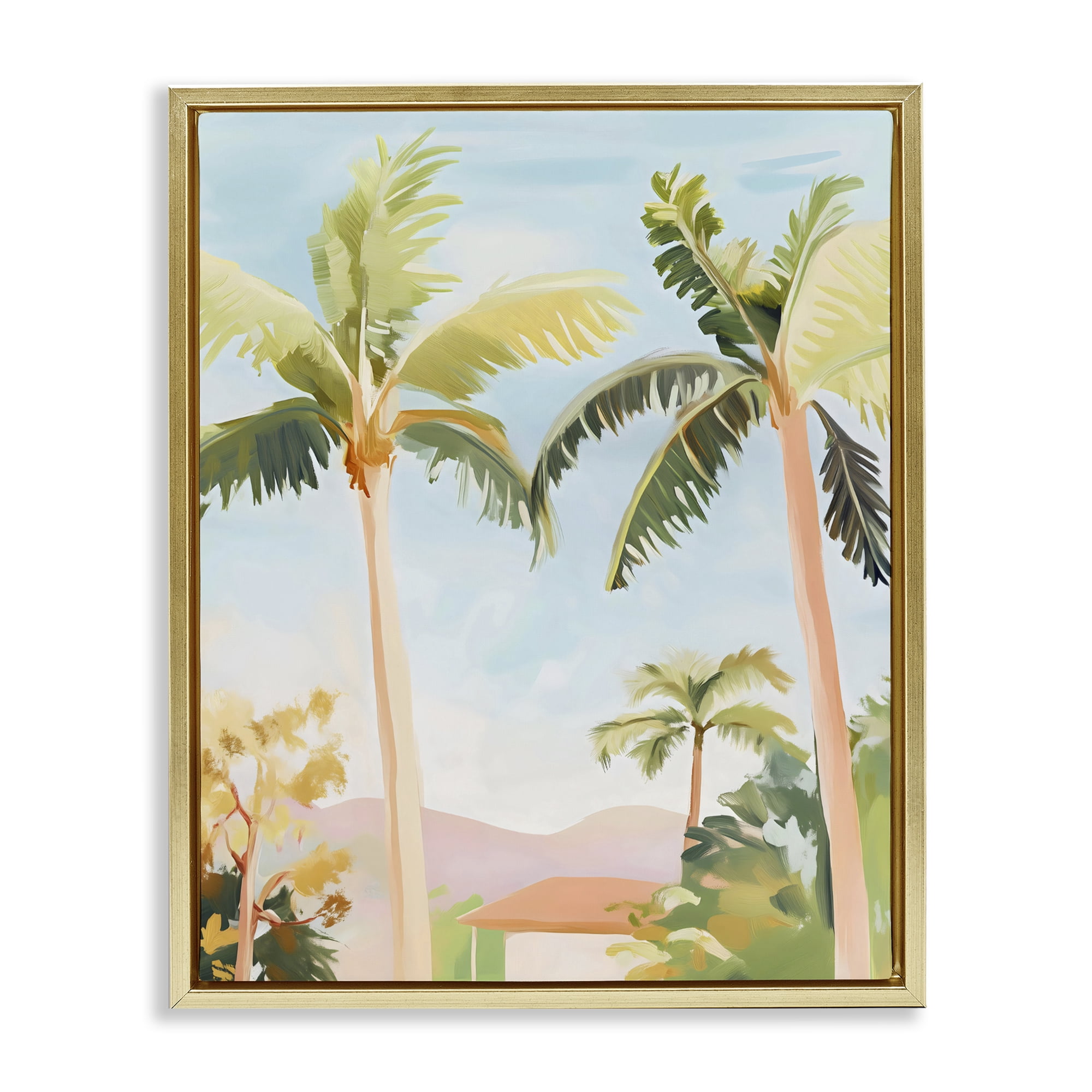 Stupell Industries Rising Above Tropical Palms Gold Framed Floater Canvas Wall Art, design by The Prints Vibe