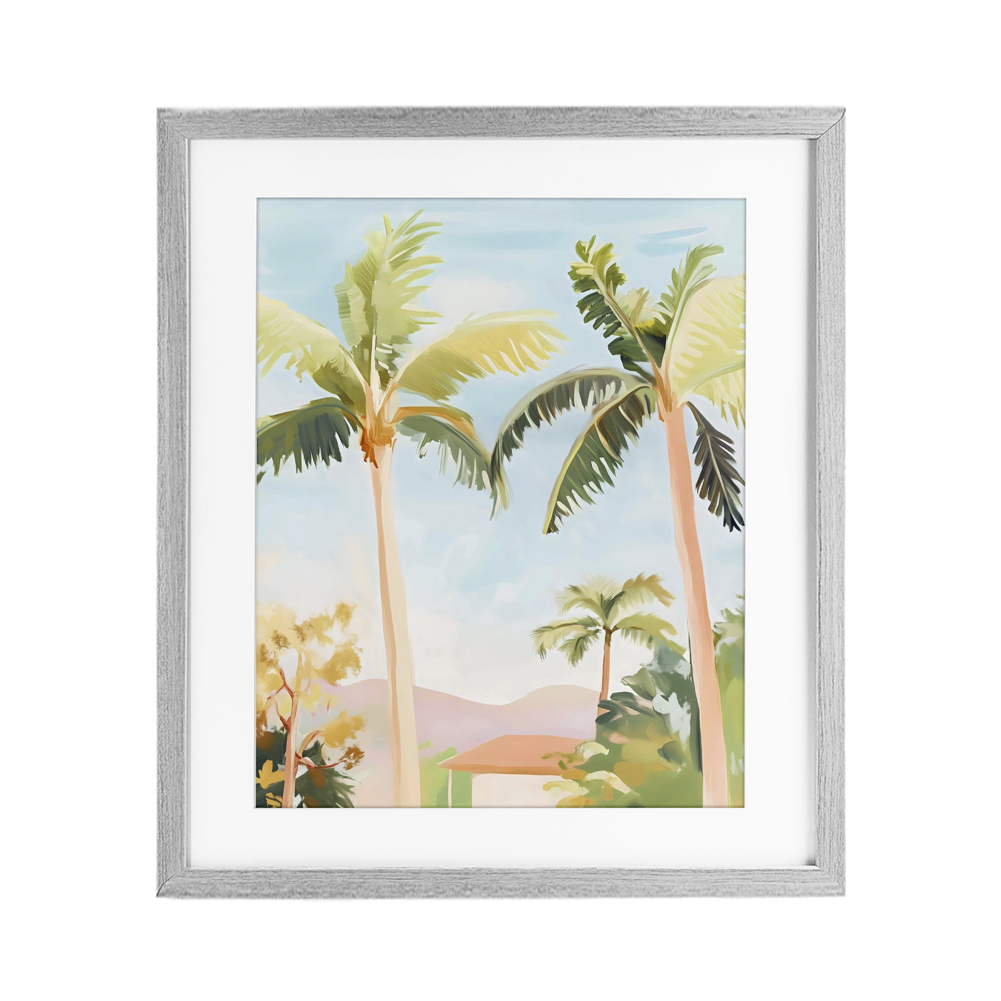 Stupell Industries Rising Above Tropical Palms Gray Framed Print Under Glass, design by The Prints Vibe