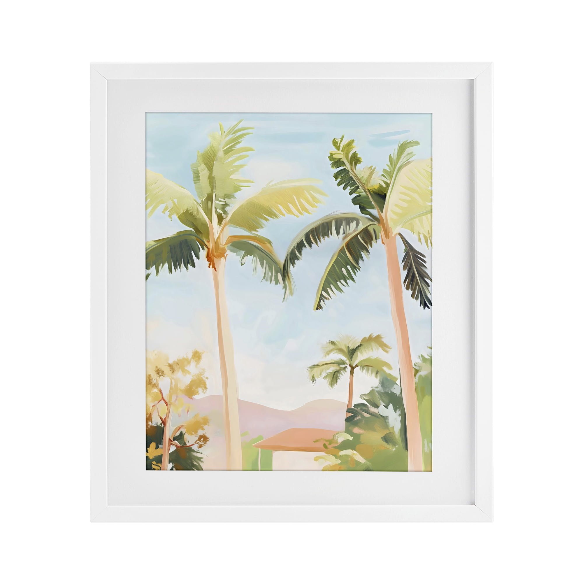 Stupell Industries Rising Above Tropical Palms White Framed Print Under Glass, design by The Prints Vibe