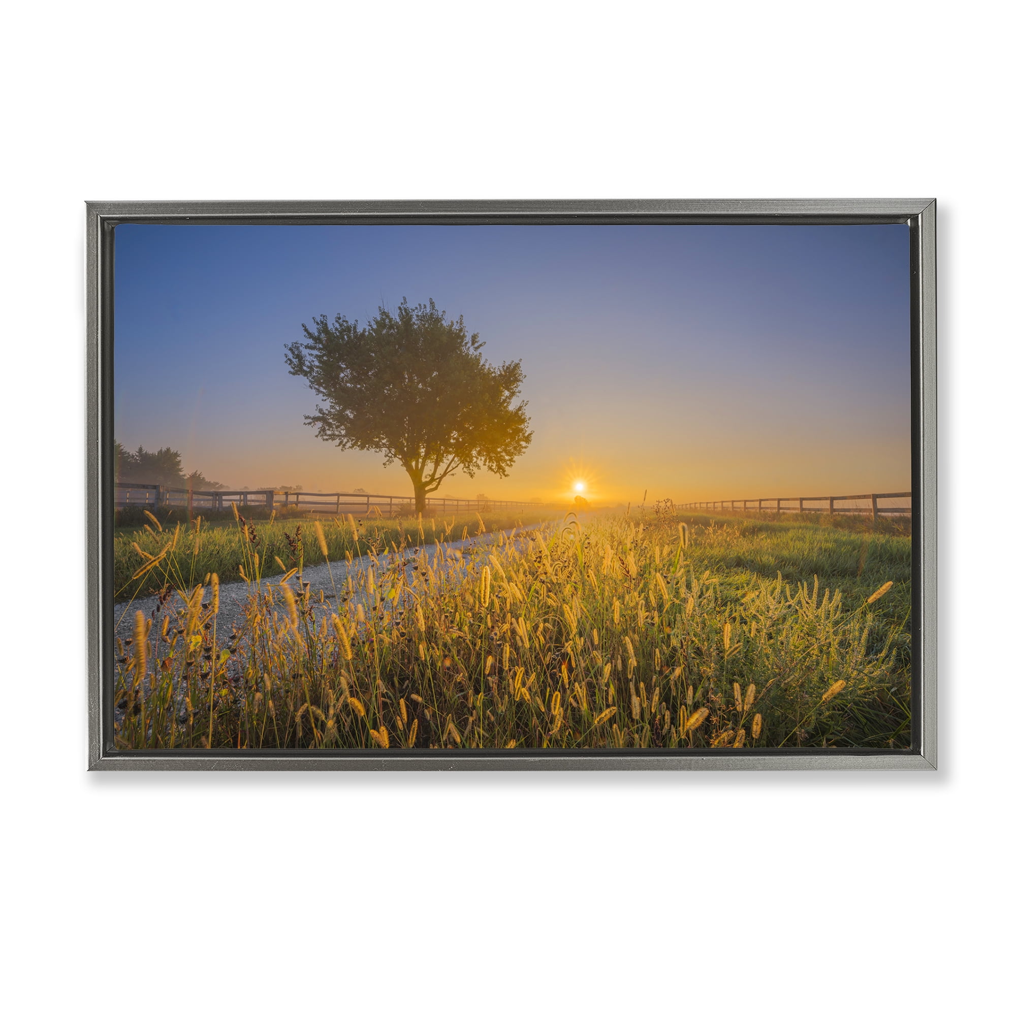 Stupell Industries Rising Sun Horizon Landscape & Nature Photography Gray Floater Framed Canvas Art Print Wall Art, 25 x 17