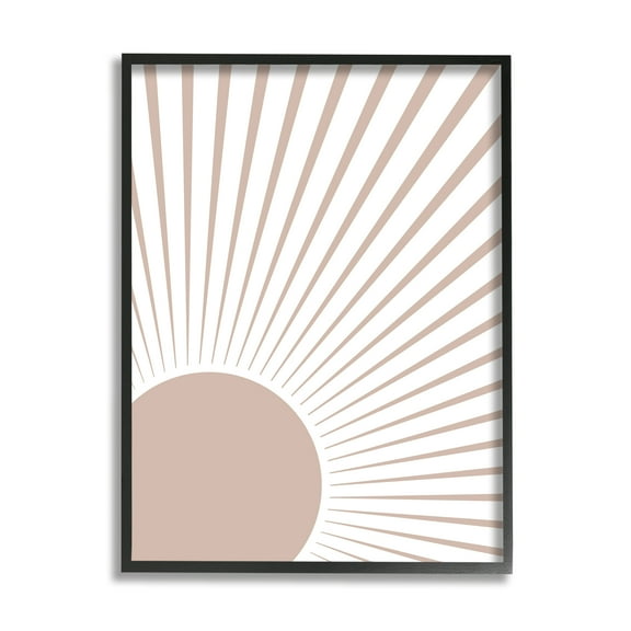 Stupell Industries Rising Sun Light Ray Pop Neutral Geometric Horizon Abstract Painting Black Framed Art Print Wall Art, 11 x 14