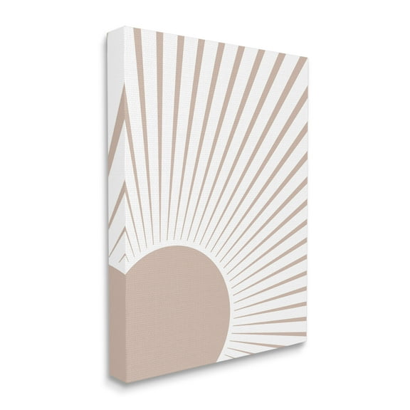 Stupell Industries Rising Sun Light Ray Pop Neutral Geometric Horizon Abstract Painting Gallery Wrapped Canvas Print Wall Art, 16 x 20