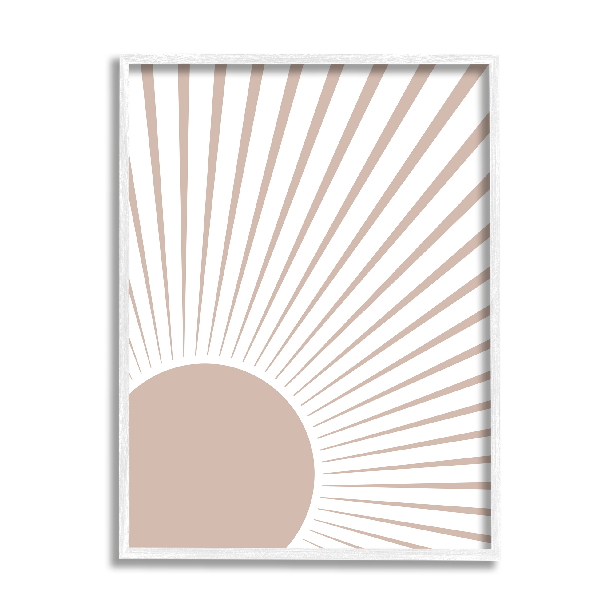 Stupell Industries Rising Sun Light Ray Pop Neutral Geometric Horizon Abstract Painting White Framed Art Print Wall Art, 11 x 14