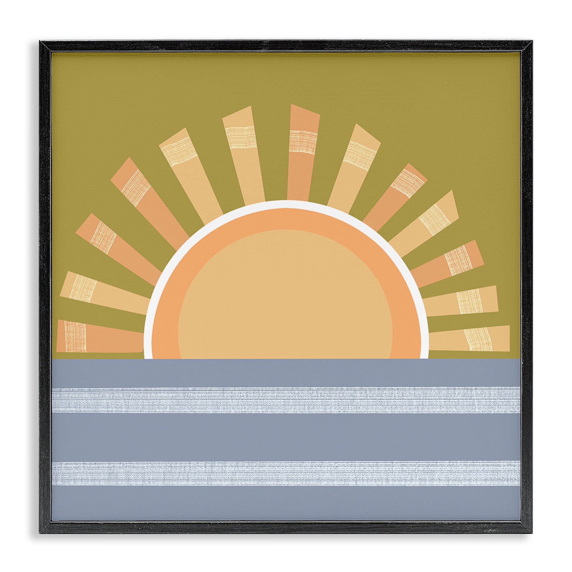 Stupell Industries Rising Sun Over Ocean Landscape & Nature Painting Black Framed Art Print Wall Art, 12 x 12