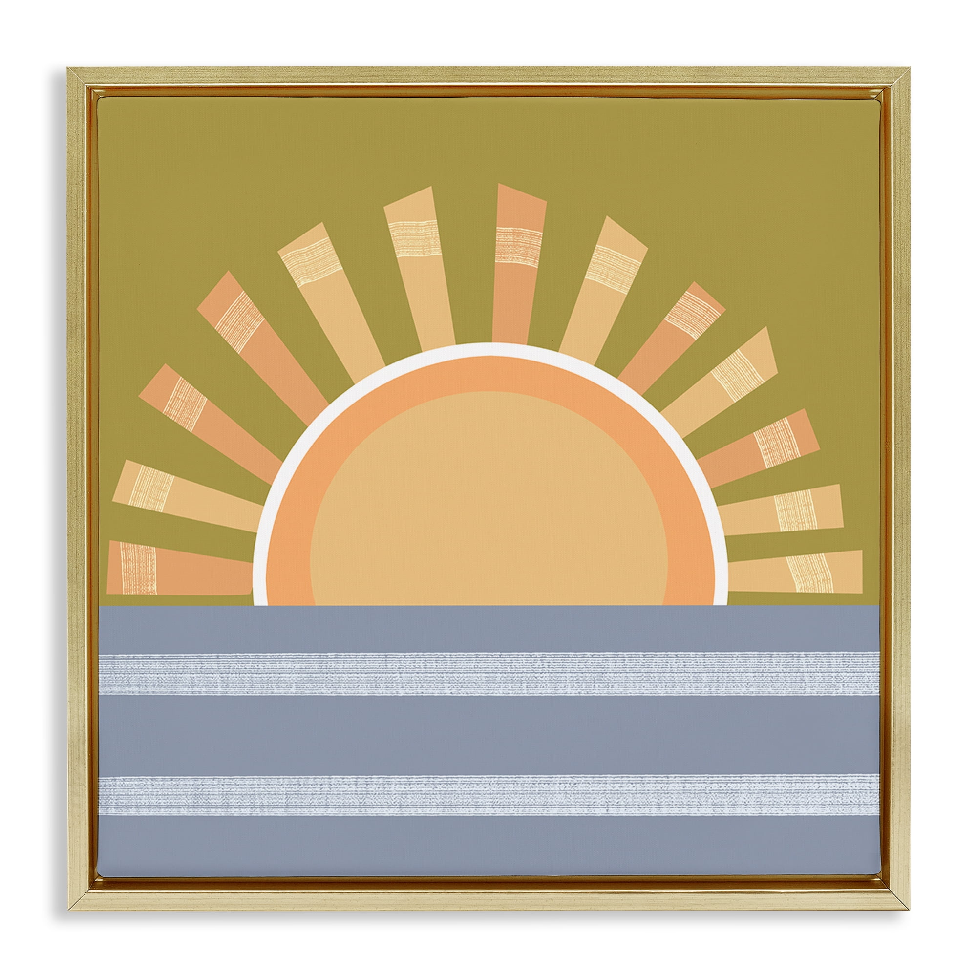 Stupell Industries Rising Sun Over Ocean Landscape & Nature Painting Gold Floater Framed Canvas Art Print Wall Art, 25 x 25