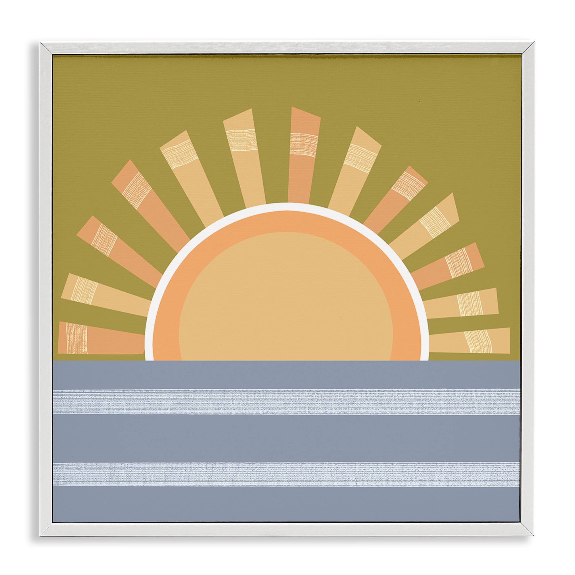 Stupell Industries Rising Sun Over Ocean Landscape & Nature Painting White Framed Art Print Wall Art, 17 x 17