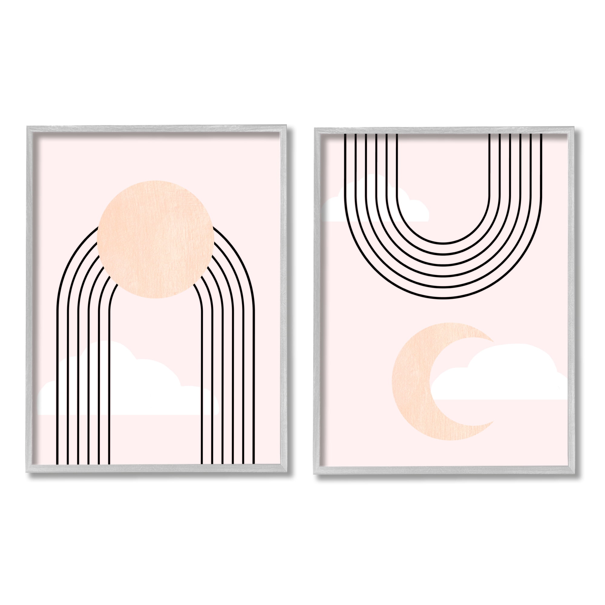 Stupell Industries Rising Sun Rainbow Crescent Moon Abstract Pink Sky, 16 x 20, Design by Daphne Polselli