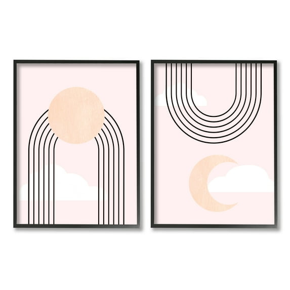 Stupell Industries Rising Sun Rainbow Crescent Moon Abstract Pink Sky, 16 x 20, Design by Daphne Polselli