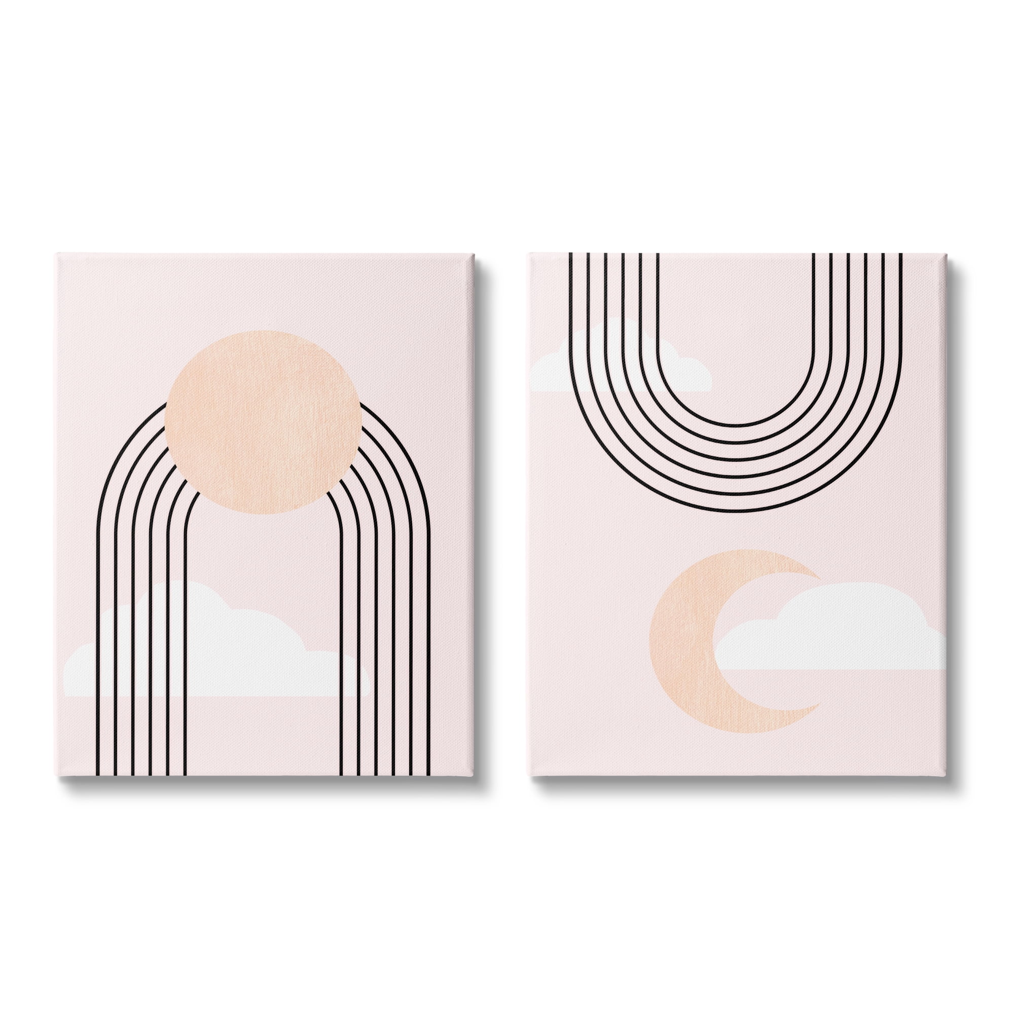Stupell Industries Rising Sun Rainbow Crescent Moon Abstract Pink Sky, 24 x 30, Design by Daphne Polselli