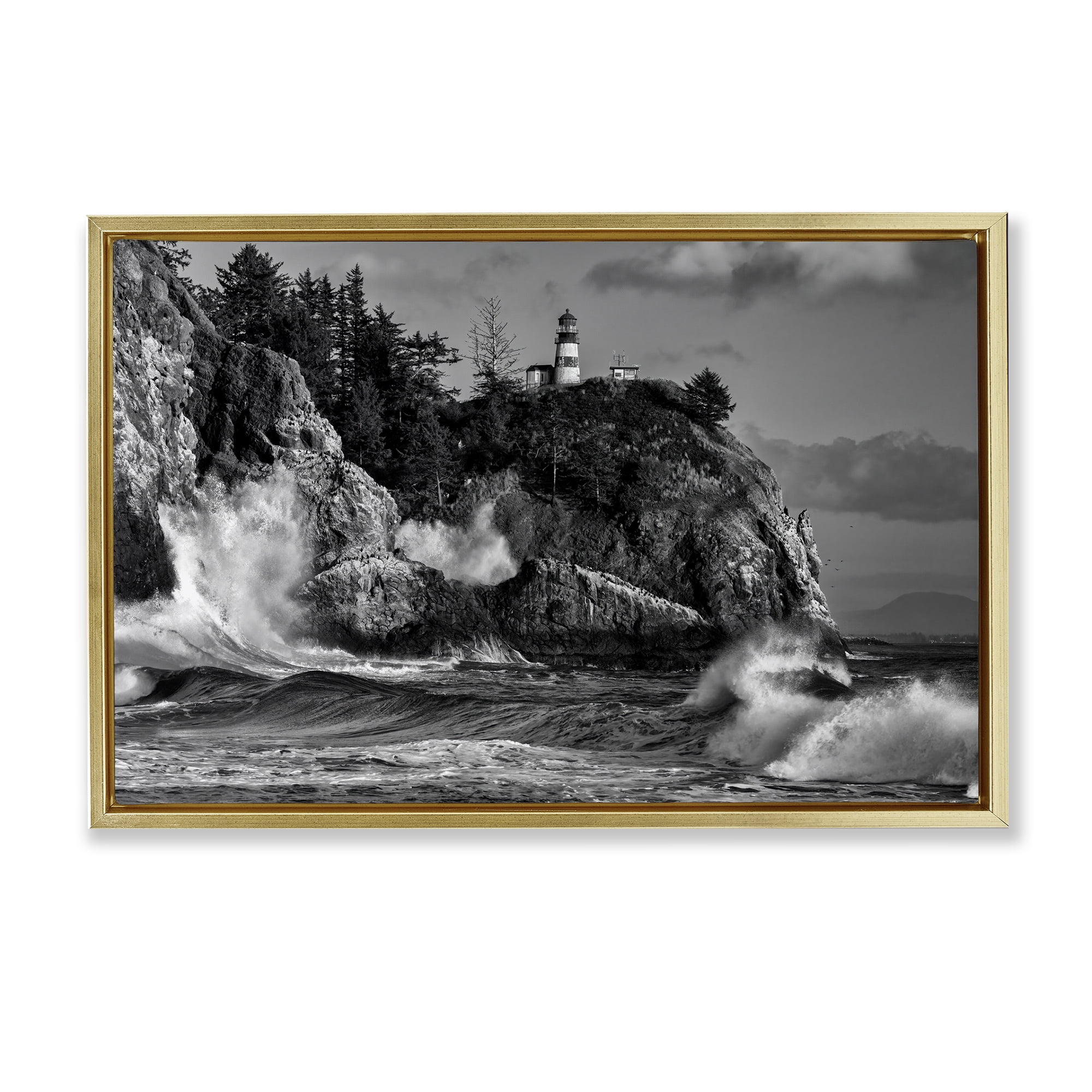 Stupell Industries Rising Tide at Cape Gold Framed Floater Canvas Wall Art, design by Rick Berk