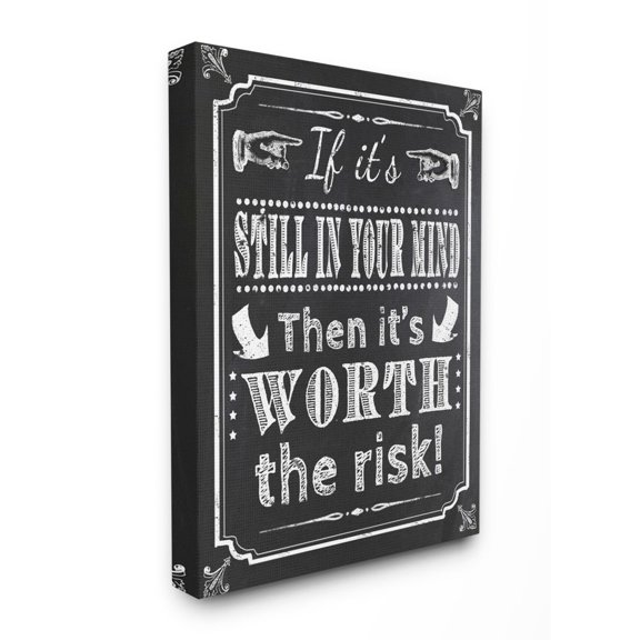 Stupell Industries Risk Black and White Inspirational Word Chalk Drawing Design Canvas Wall Art by ALI Chris