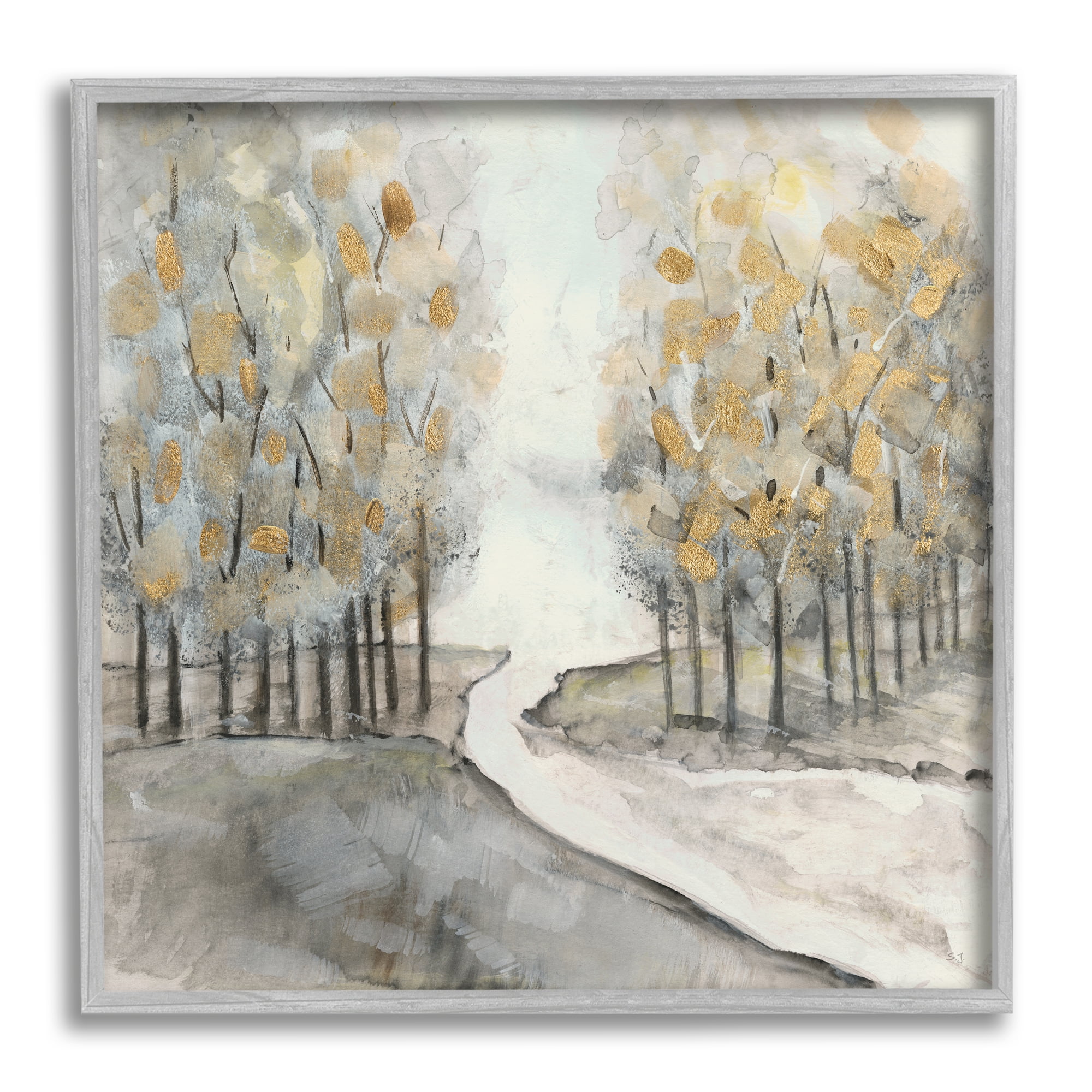 Gray Framed Abstract Landscape Print, 12 x 12