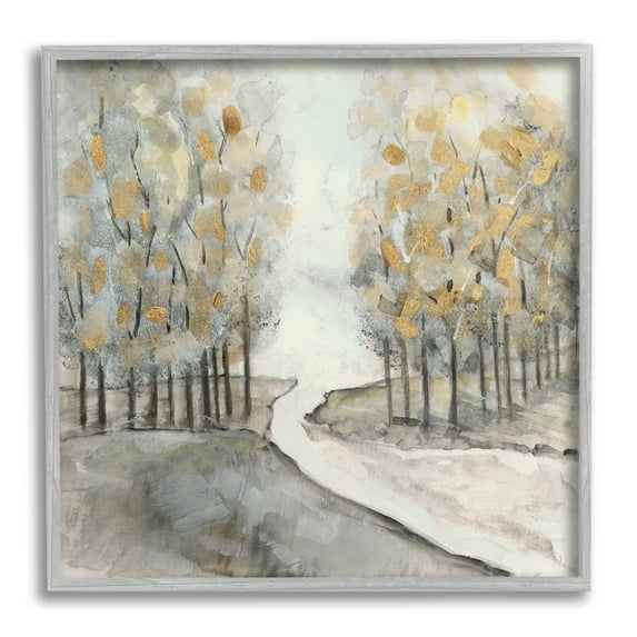 Stupell Industries River Between Tree Forests Abstract Watercolor Landscape Painting, 17 x 17, Design by Susan Jill