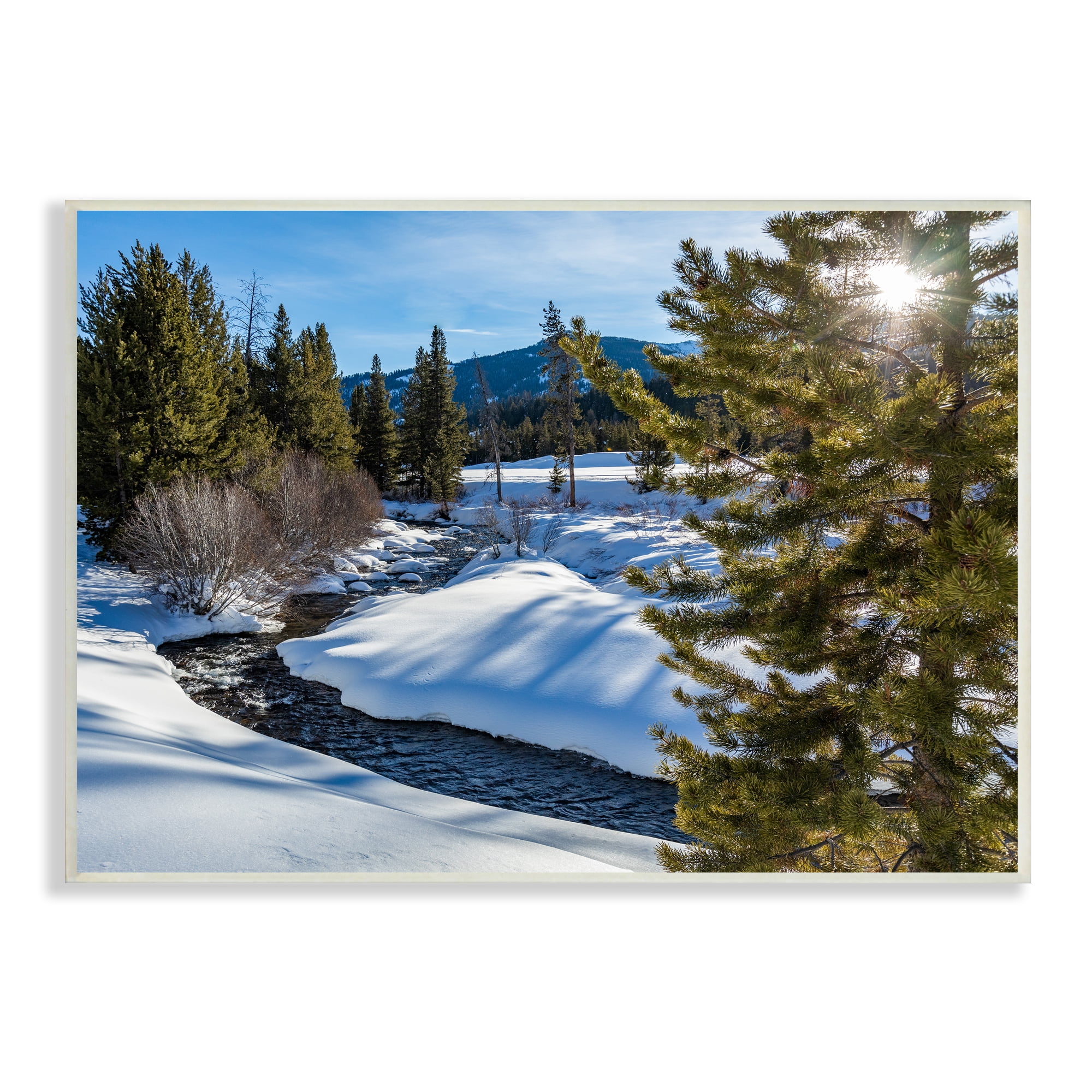 Stupell Industries River Flowing Between Snowy Slopes Distant Mountain Photograph Unframed Art Print Wall Art, Design by Steve Smith