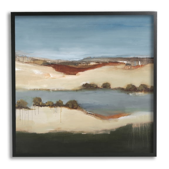 Stupell Industries River Flowing Clear Sky Nature Paint Drip Detail Painting Black Framed Art Print Wall Art, Design by Lisa Ridgers