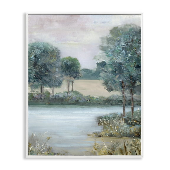 Stupell Industries River Marsh in Forest Landscape & Nature Painting White Framed Art Print Wall Art, 11 x 14