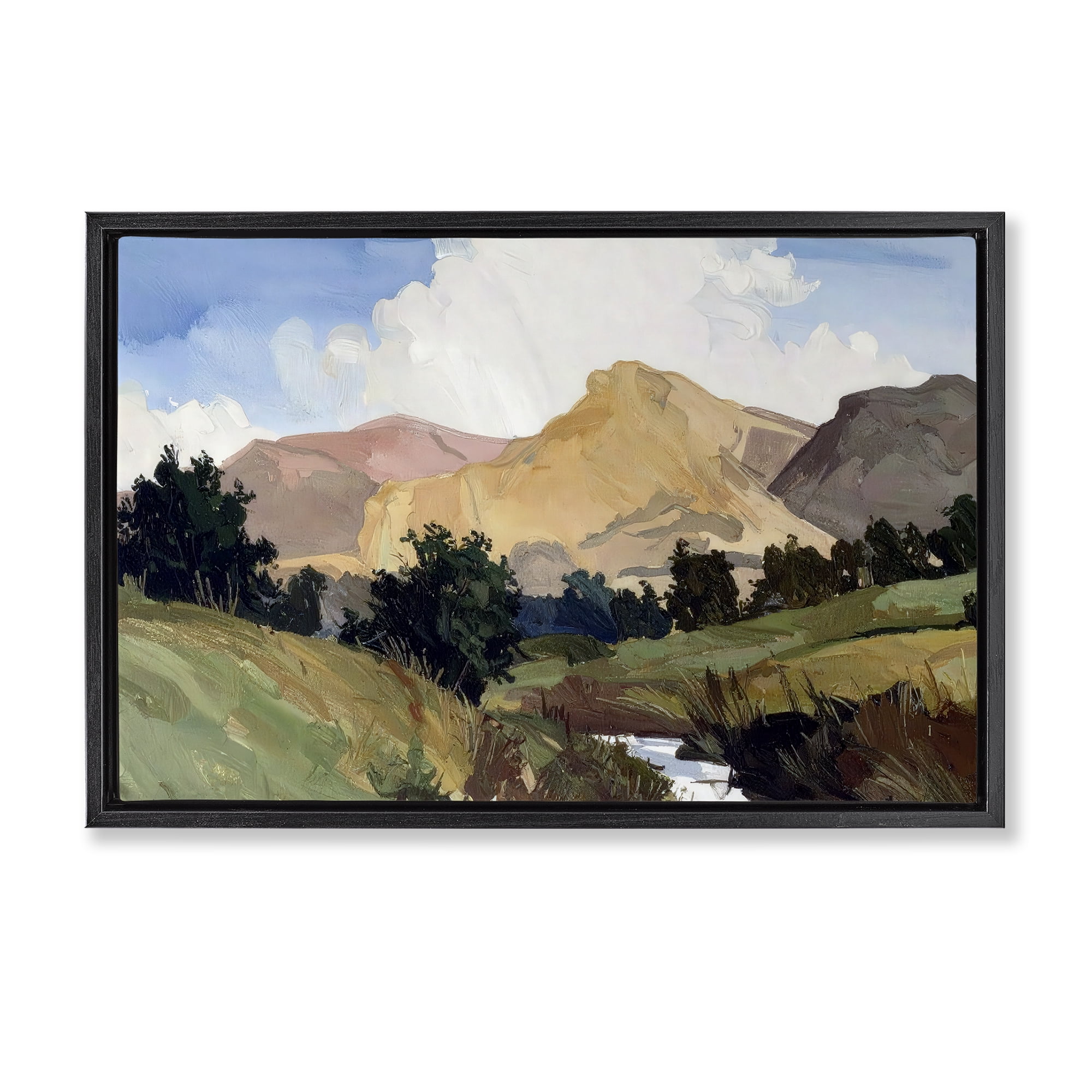 Stupell Industries River Mountain Divide Black Framed Floater Canvas Wall Art, design by Alonza Saunders