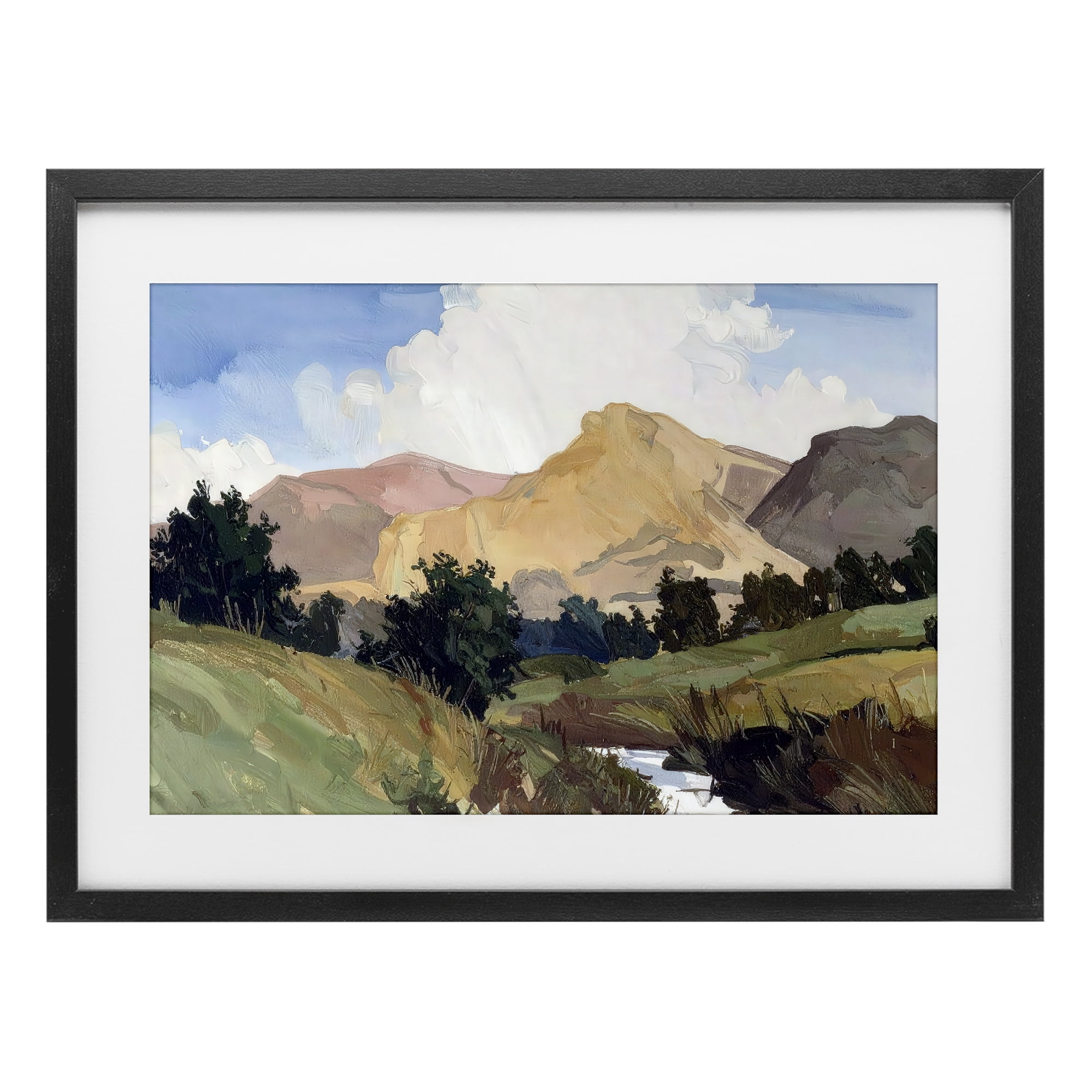Stupell Industries River Mountain Divide Black Framed Print Under Glass, design by Alonza Saunders