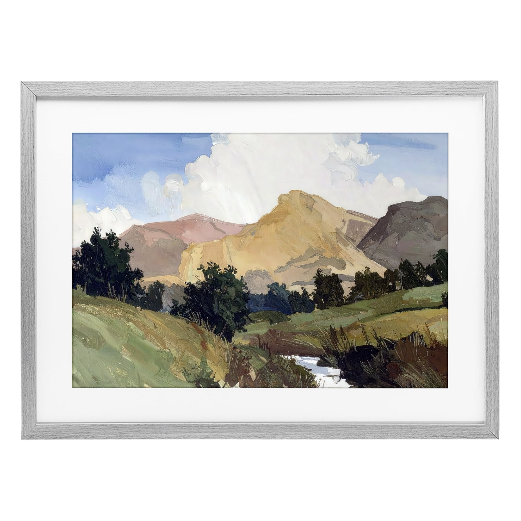 Stupell Industries River Mountain Divide Gray Framed Print Under Glass, design by Alonza Saunders