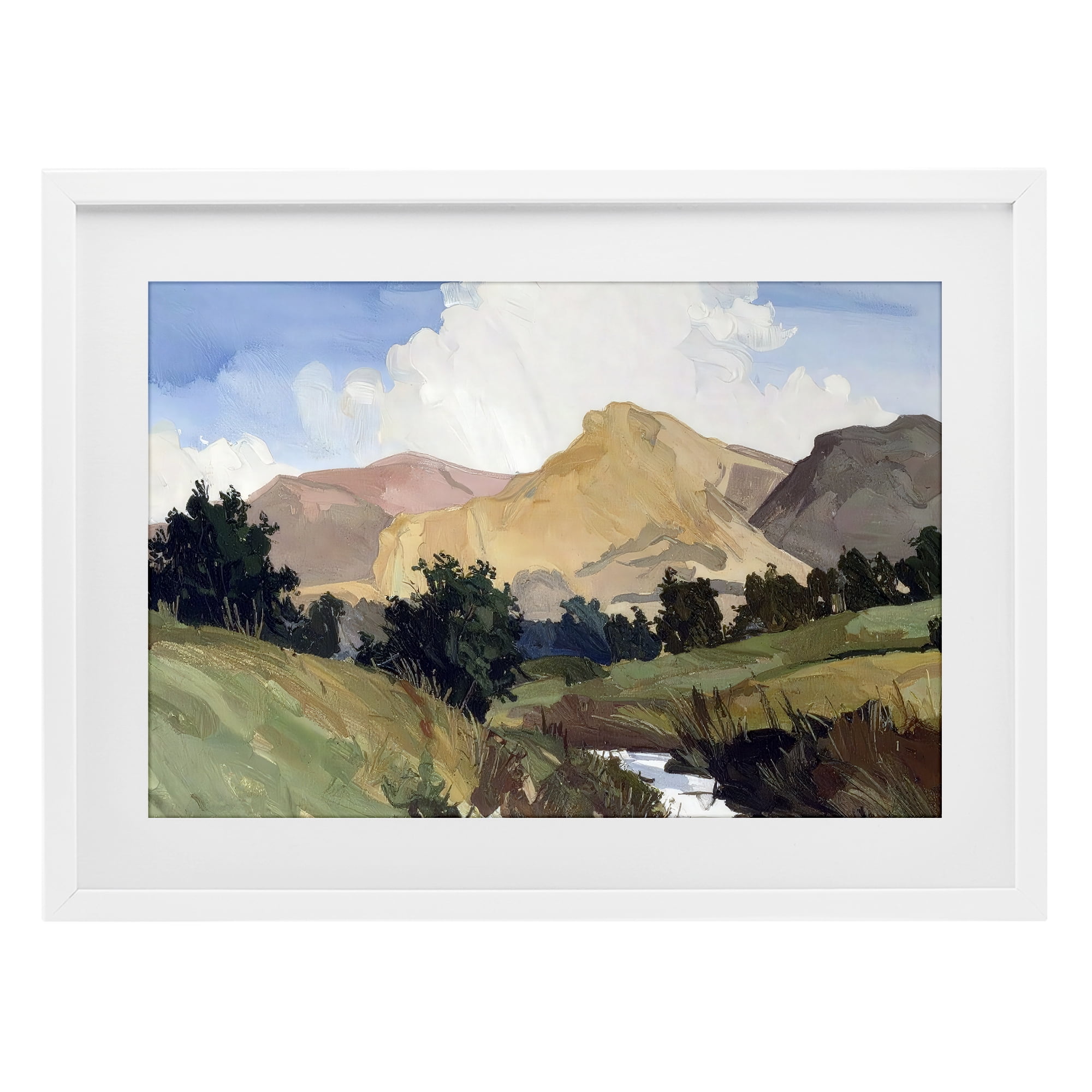 Stupell Industries River Mountain Divide White Framed Print Under Glass, design by Alonza Saunders