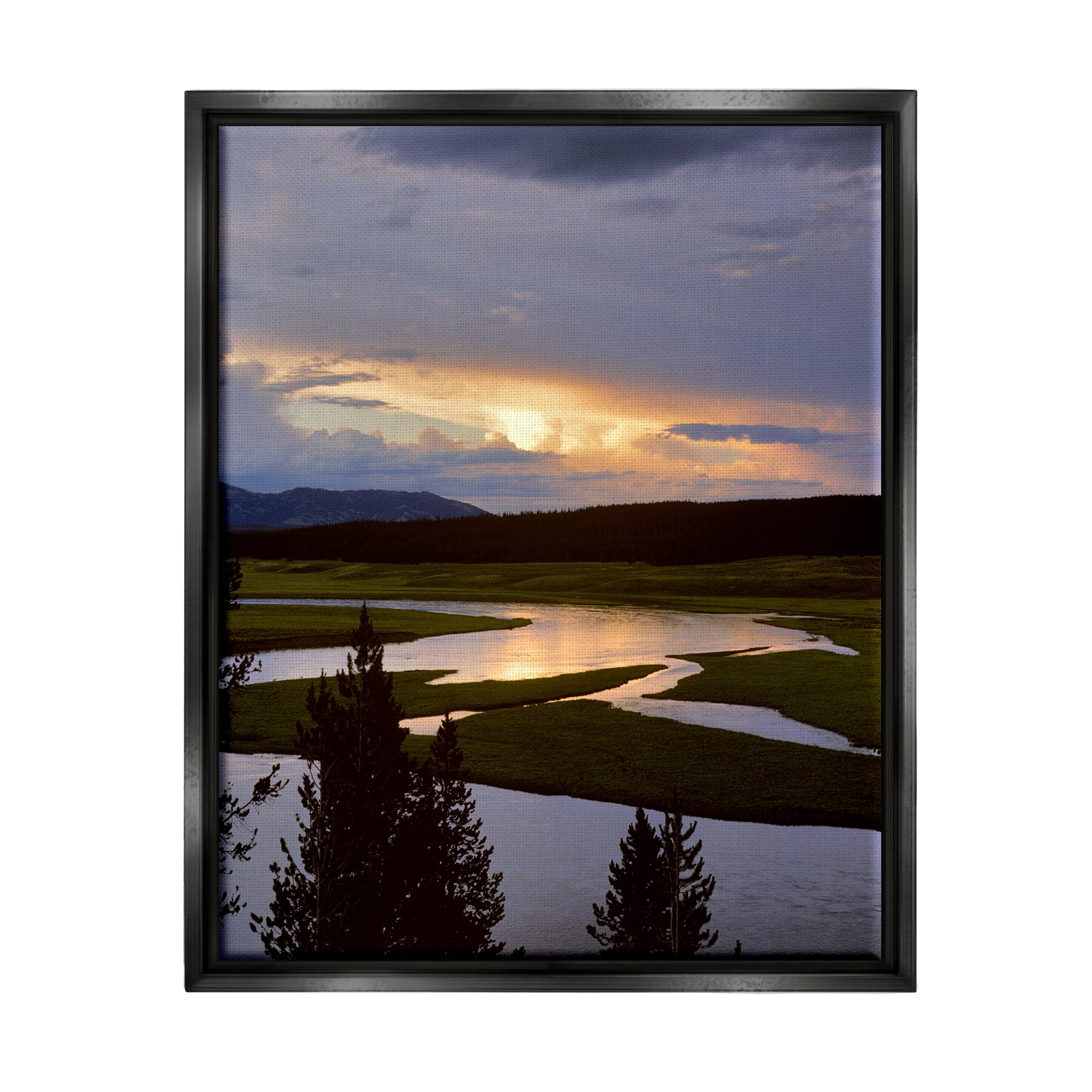 Stupell Industries River Overhead Clouds Landscape Coastal Photography Black Floater Framed Art Print Wall Art