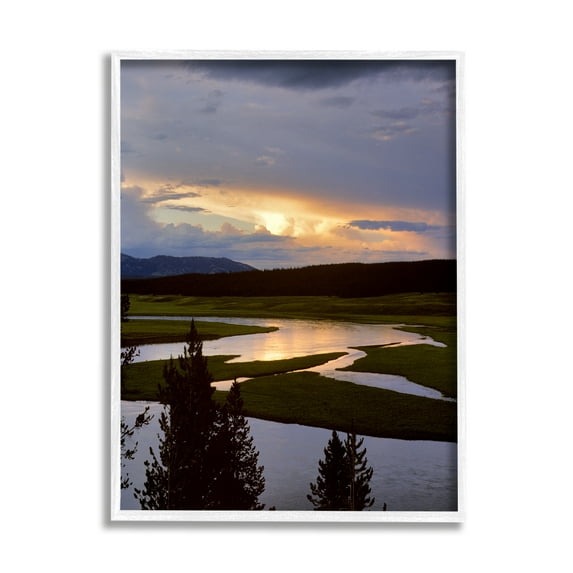 Stupell Industries River Overhead Clouds Landscape Coastal Photography White Framed Art Print Wall Art