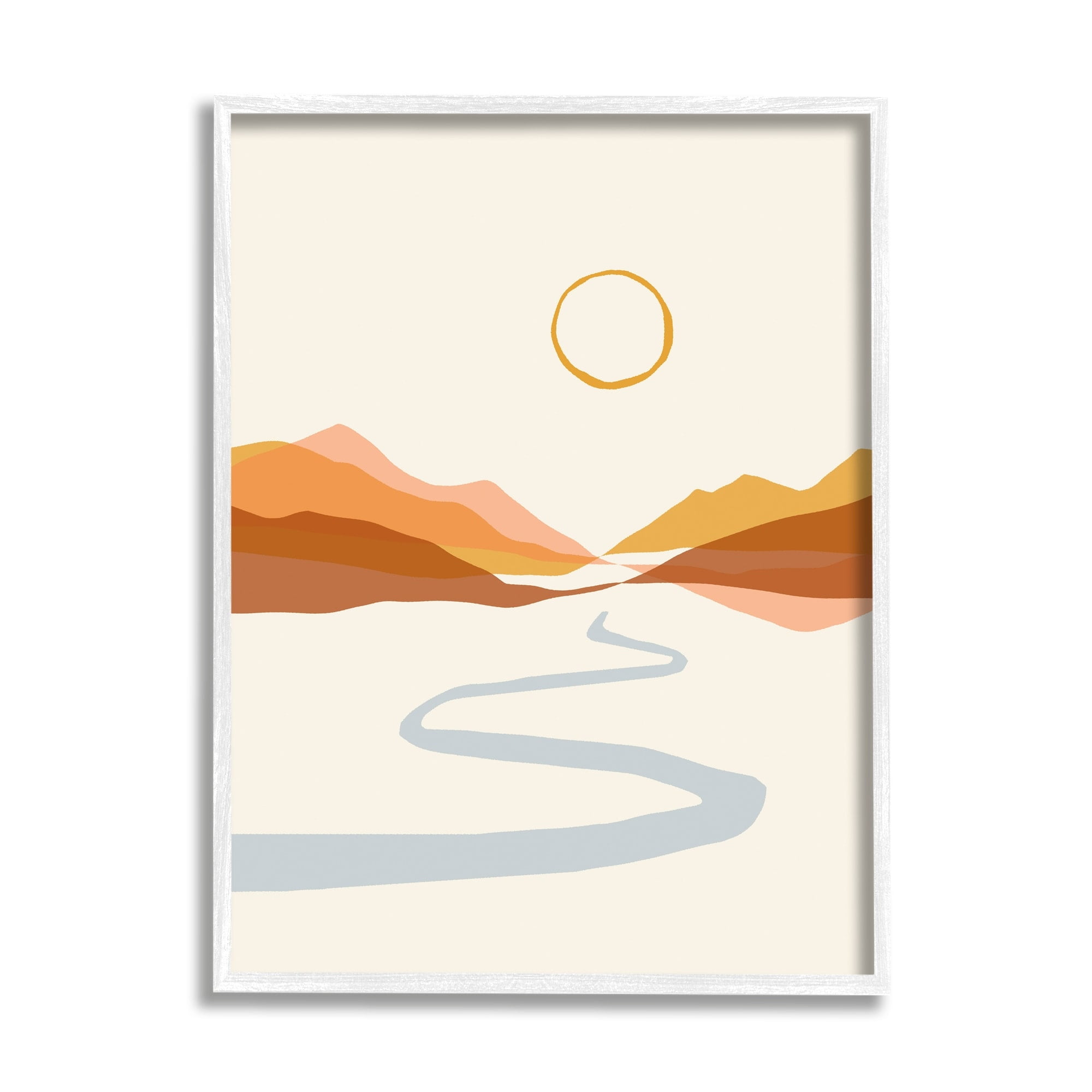 Stupell Industries River Path Leading Terracotta Mountains Modern Desert Illustration,11 x 14, Design by Victoria Barnes
