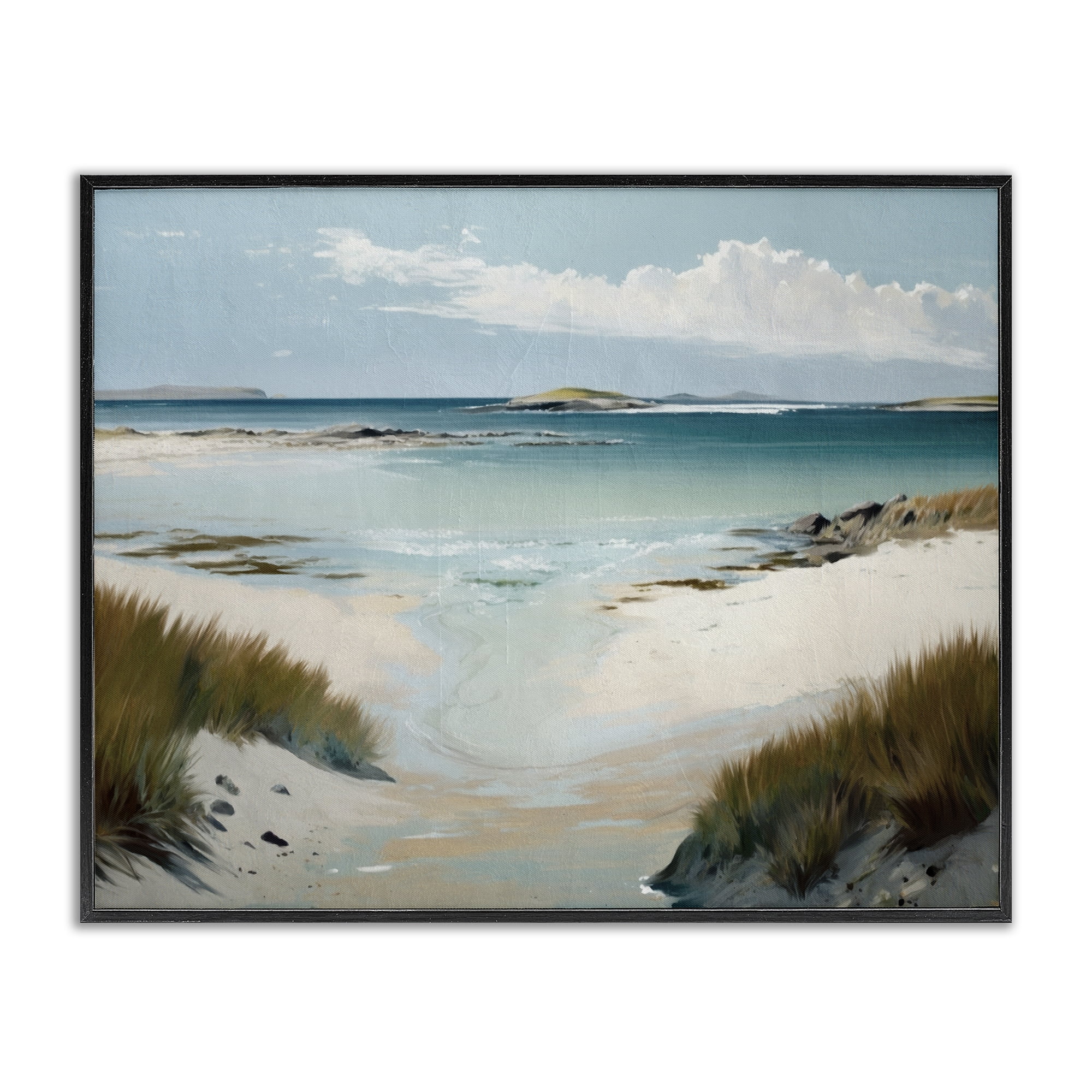 Stupell Industries River Tide Seascape Nautical & Beach Painting Black Framed Art Print Wall Art, 20 x 16