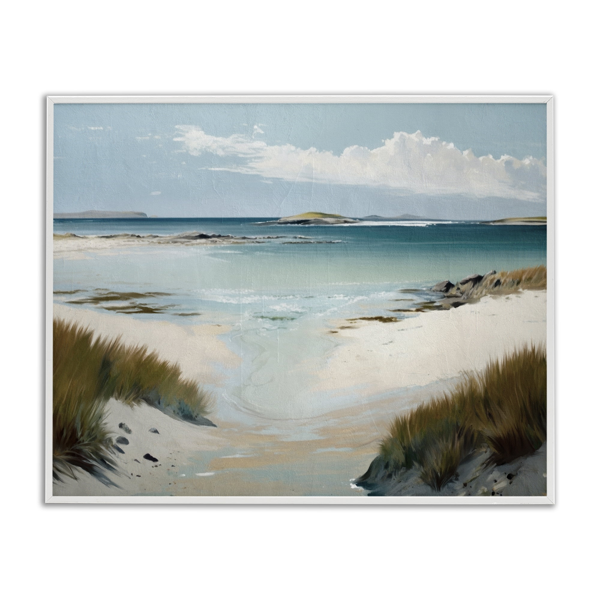 Stupell Industries River Tide Seascape Nautical & Beach Painting White Framed Art Print Wall Art, 20 x 16