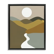 Stupell Industries River Towards Mountains Landscape Painting Black Floater Framed Art Print Wall Art, 17 x 21