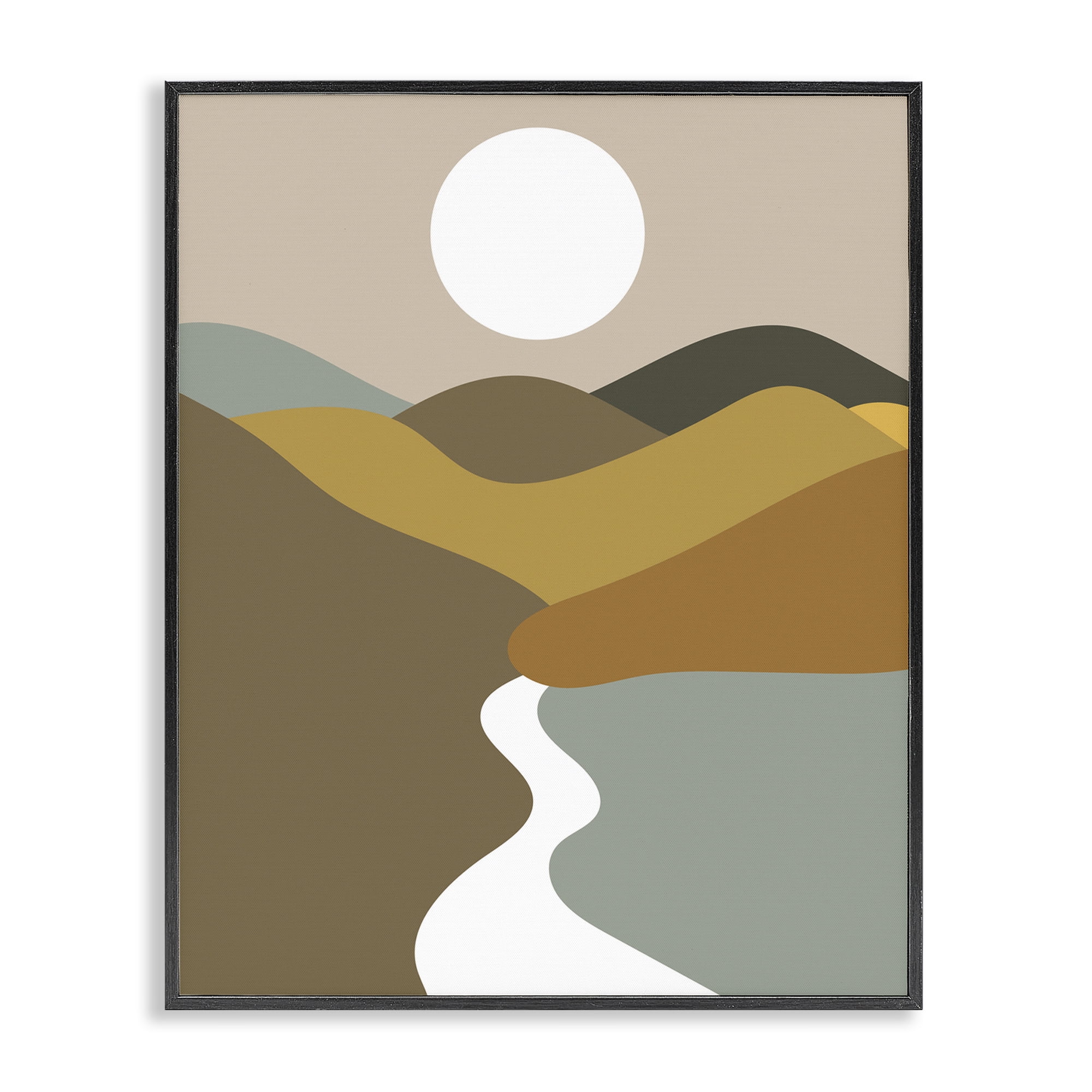 Stupell Industries River Towards Mountains Landscape Painting Black Framed Art Print Wall Art, 11 x 14
