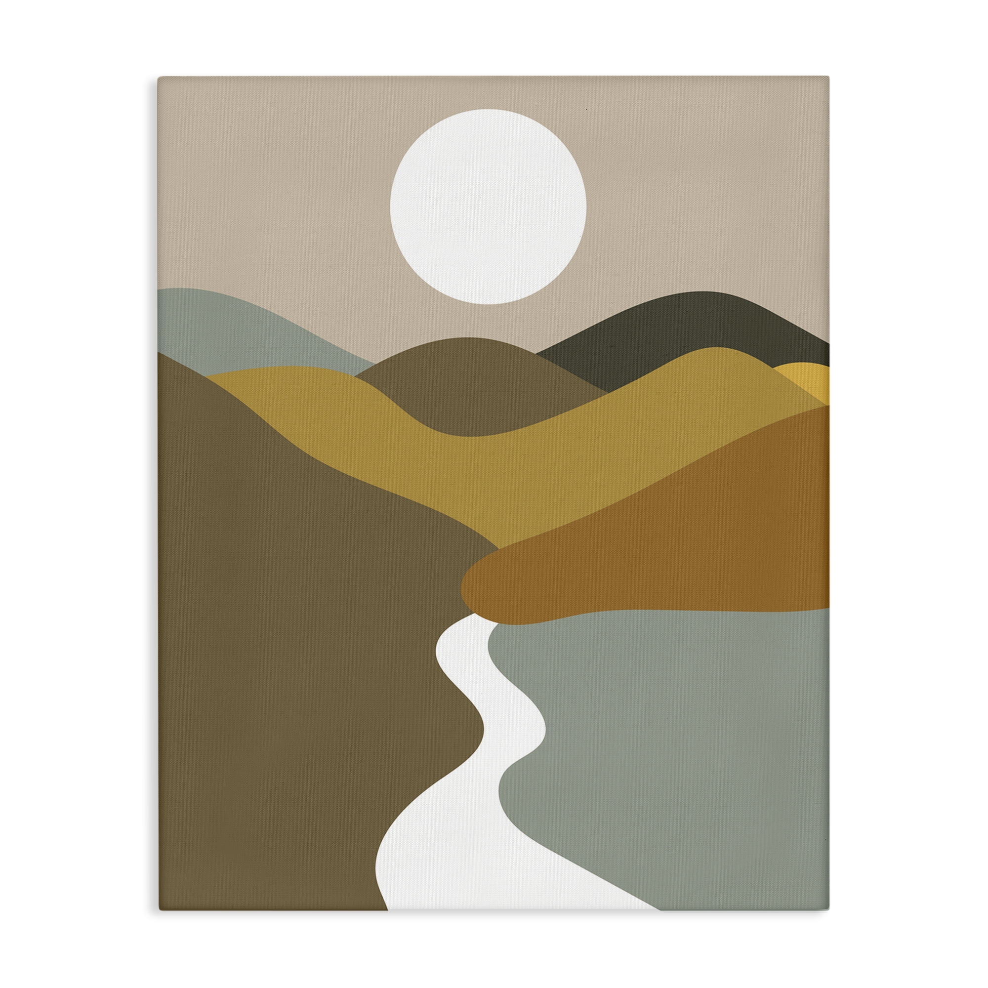 Stupell Industries River Towards Mountains Landscape Painting Gallery Wrapped Canvas Art Print Wall Art, 36 x 48