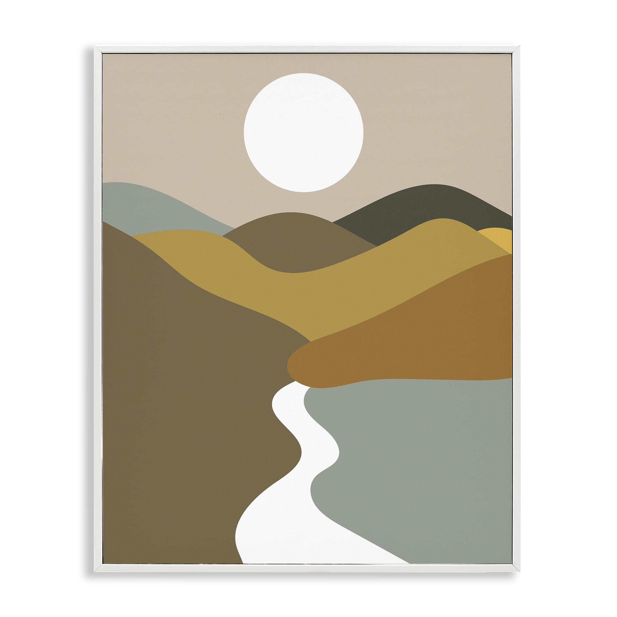 Stupell Industries River Towards Mountains Landscape Painting White Framed Art Print Wall Art, 16 x 20