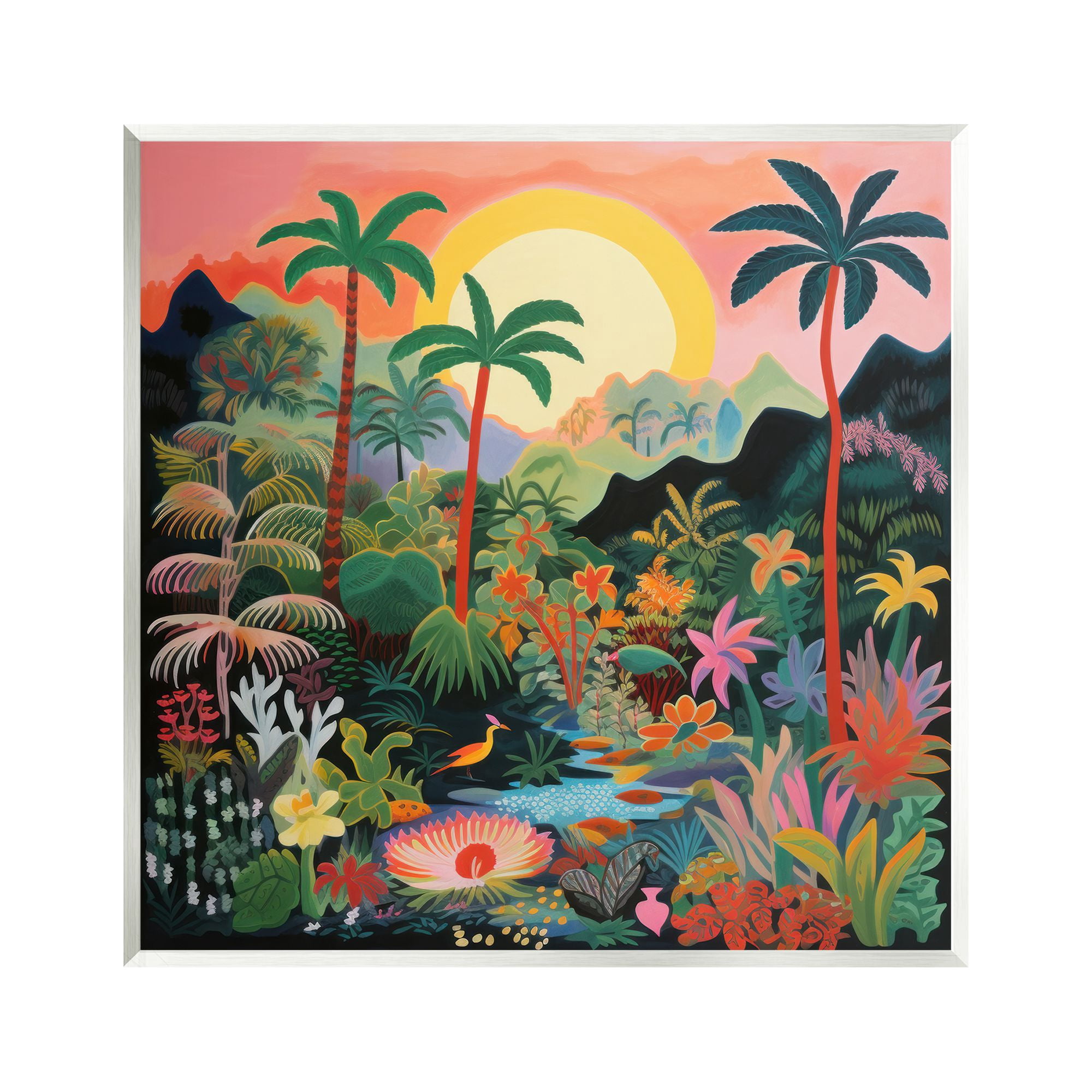 Stupell Industries River & Tropical Vegetation Landscape Painting Unframed Art Print Wall Art, 12 x 12