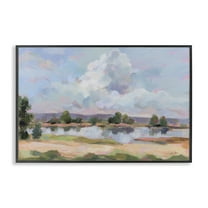 Stupell Industries River View Overhead Clouds Landscape & Nature Painting Black Framed Art Print Wall Art, 18 x 12