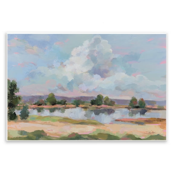 Stupell Industries River View Overhead Clouds Landscape & Nature Painting Unframed Art Print Wall Art, 15 x 10