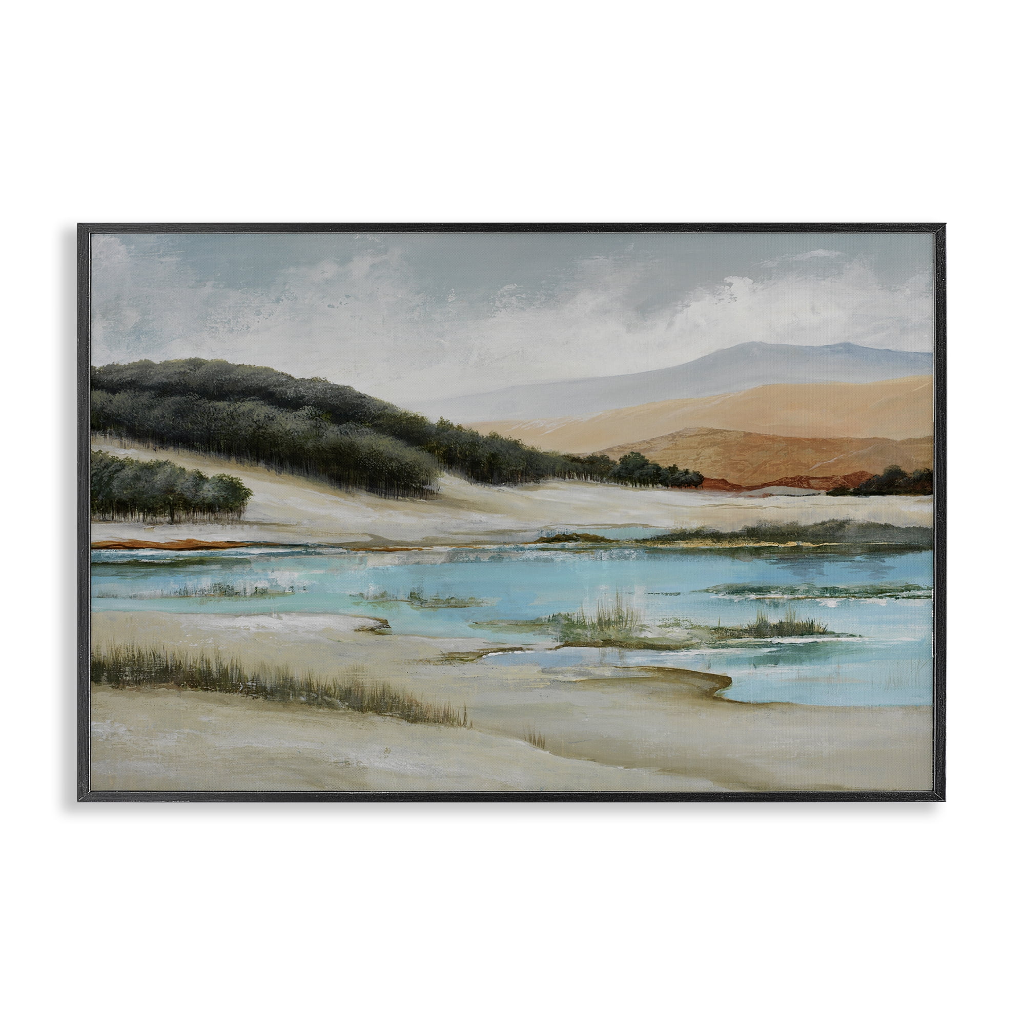 Stupell Industries River's Edge Landscape Landscape & Nature Painting Black Framed Art Print Wall Art, 24 x 16