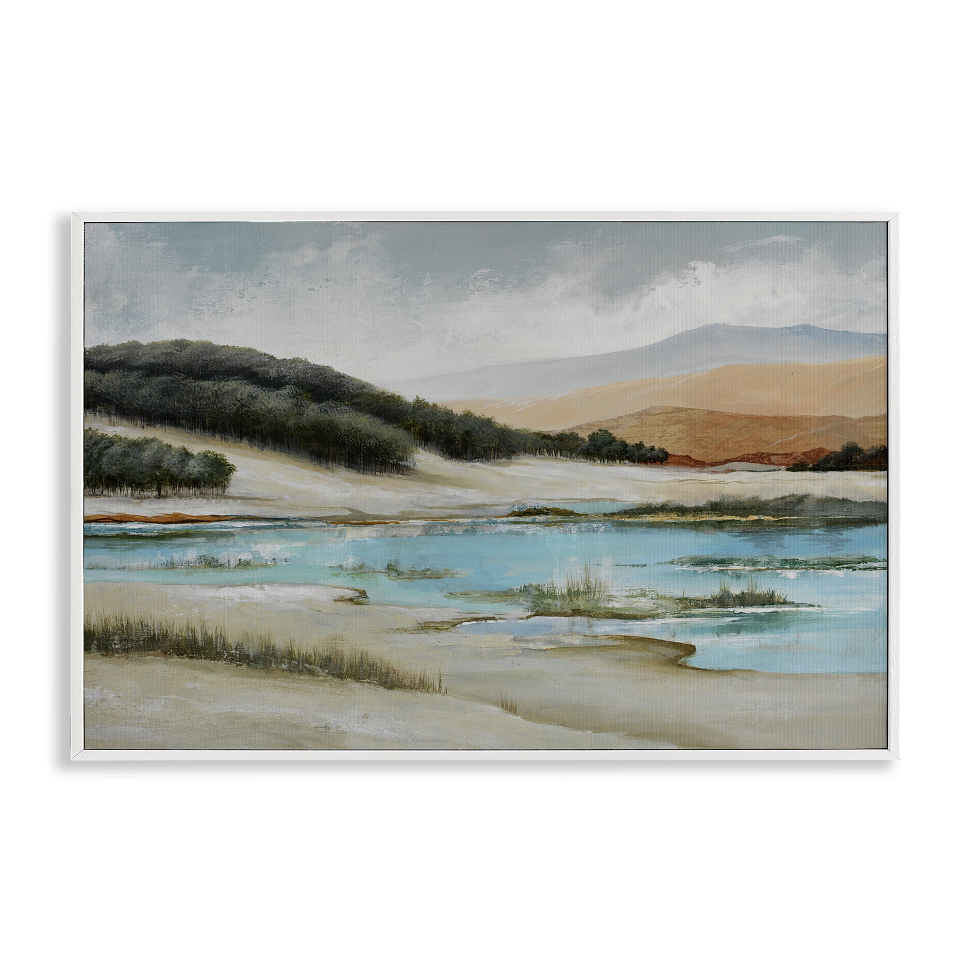 Stupell Industries River's Edge Landscape Landscape & Nature Painting White Framed Art Print Wall Art, 18 x 12