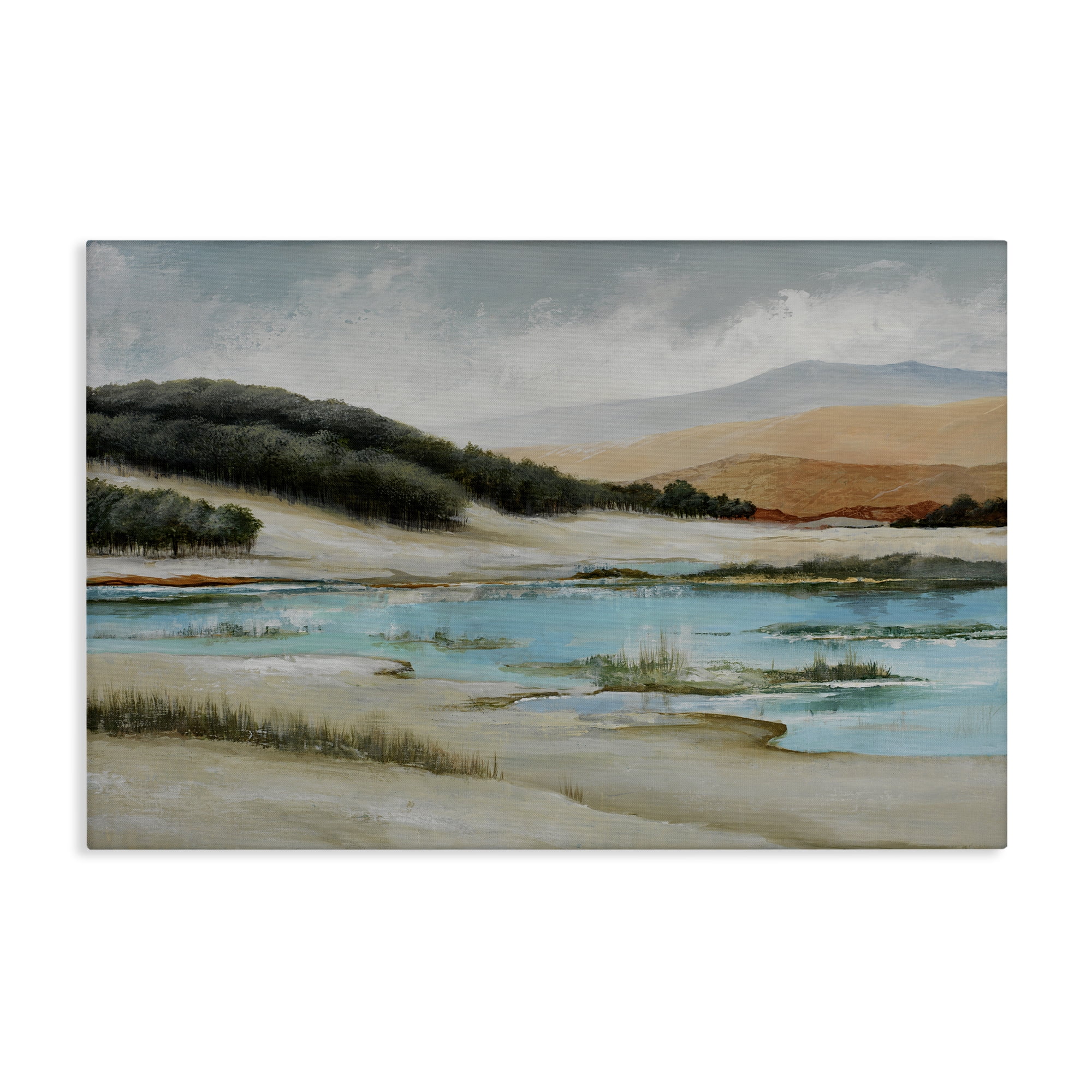 Stupell Industries River's Edge Landscape Landscape & Nature Painting Wrapped Canvas Art Print Wall Art, 45 x 30