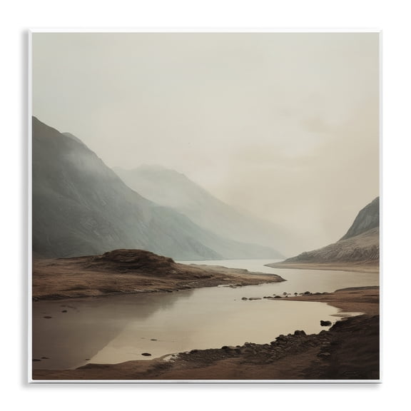 Stupell Industries River's Edge with Fading Cliffs Landscape & Nature Photography Unframed Art Print Wall Art, 12 x 12