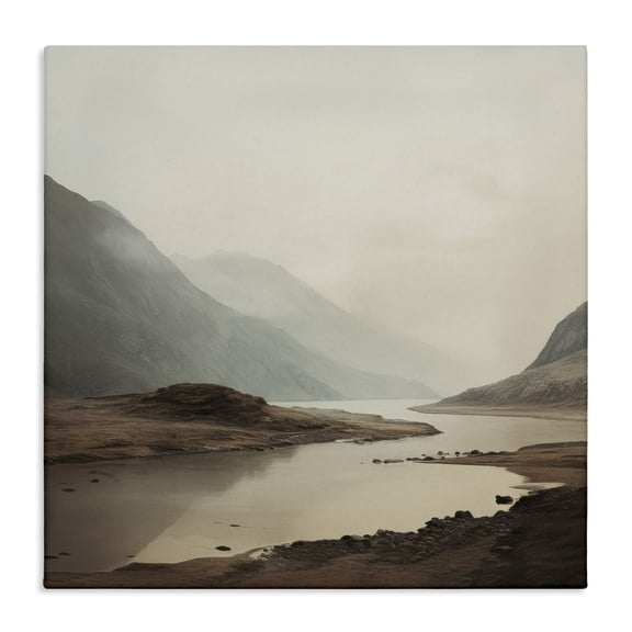 Stupell Industries River's Edge with Fading Cliffs Landscape & Nature Photography Wrapped Canvas Canvas Art Print Wall Art, 36 x 36